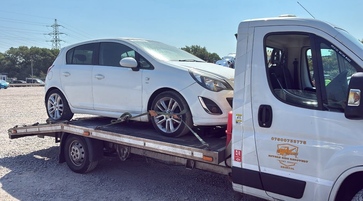 White car recovered onto our truck
