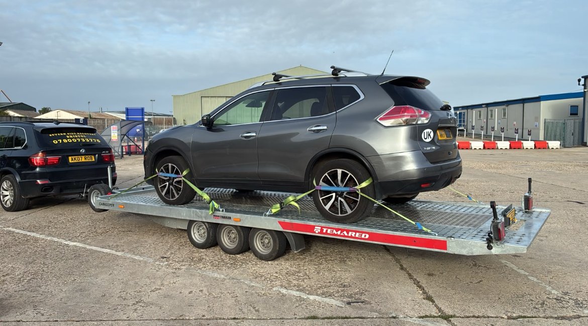 Nissan SUV on our trailer
