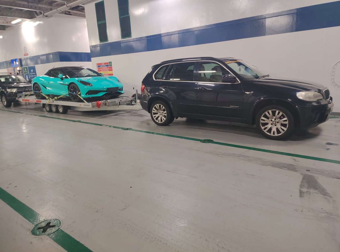 Sports car on our transport trailer